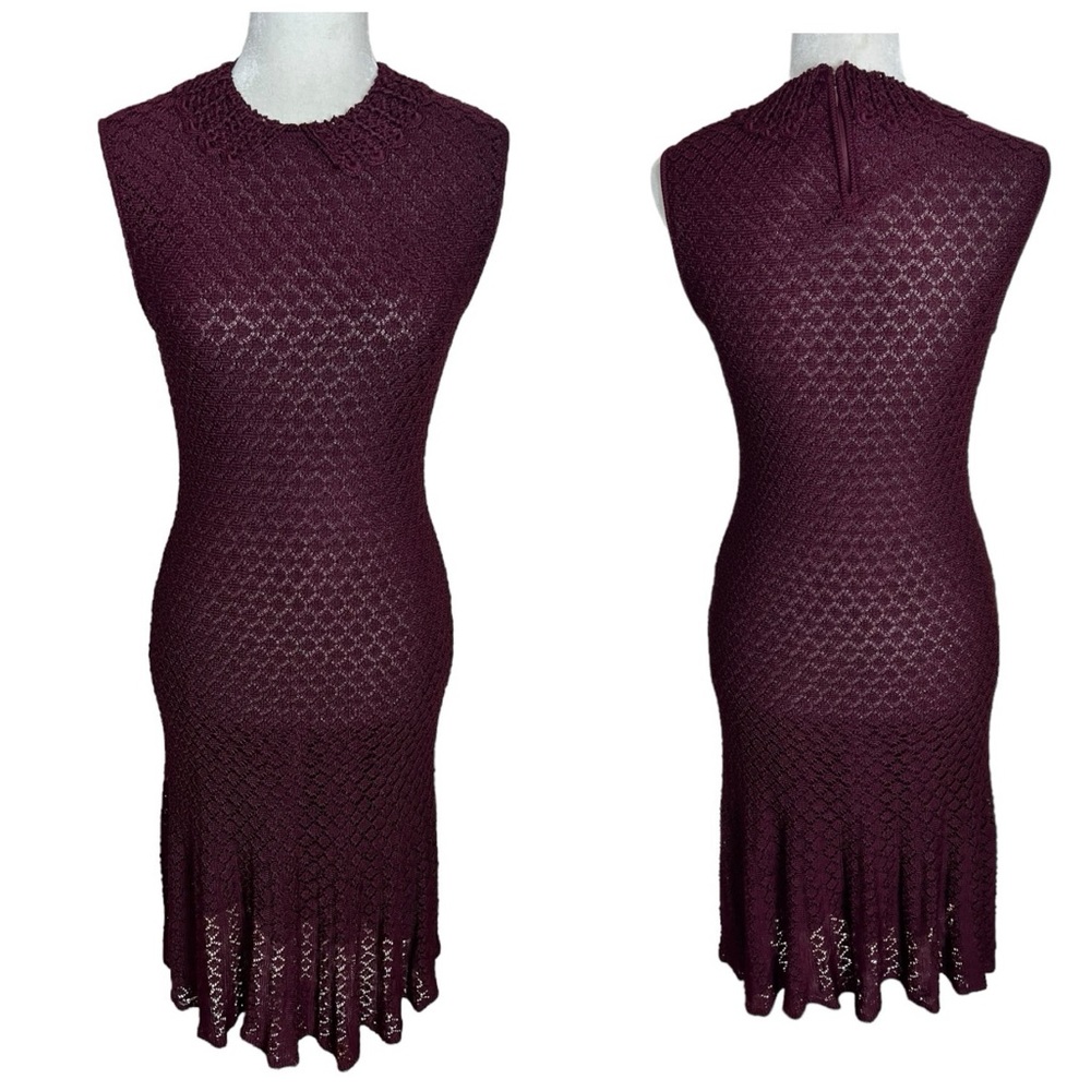 Kate Spade Knit Crochet Dress Size Small Burgundy